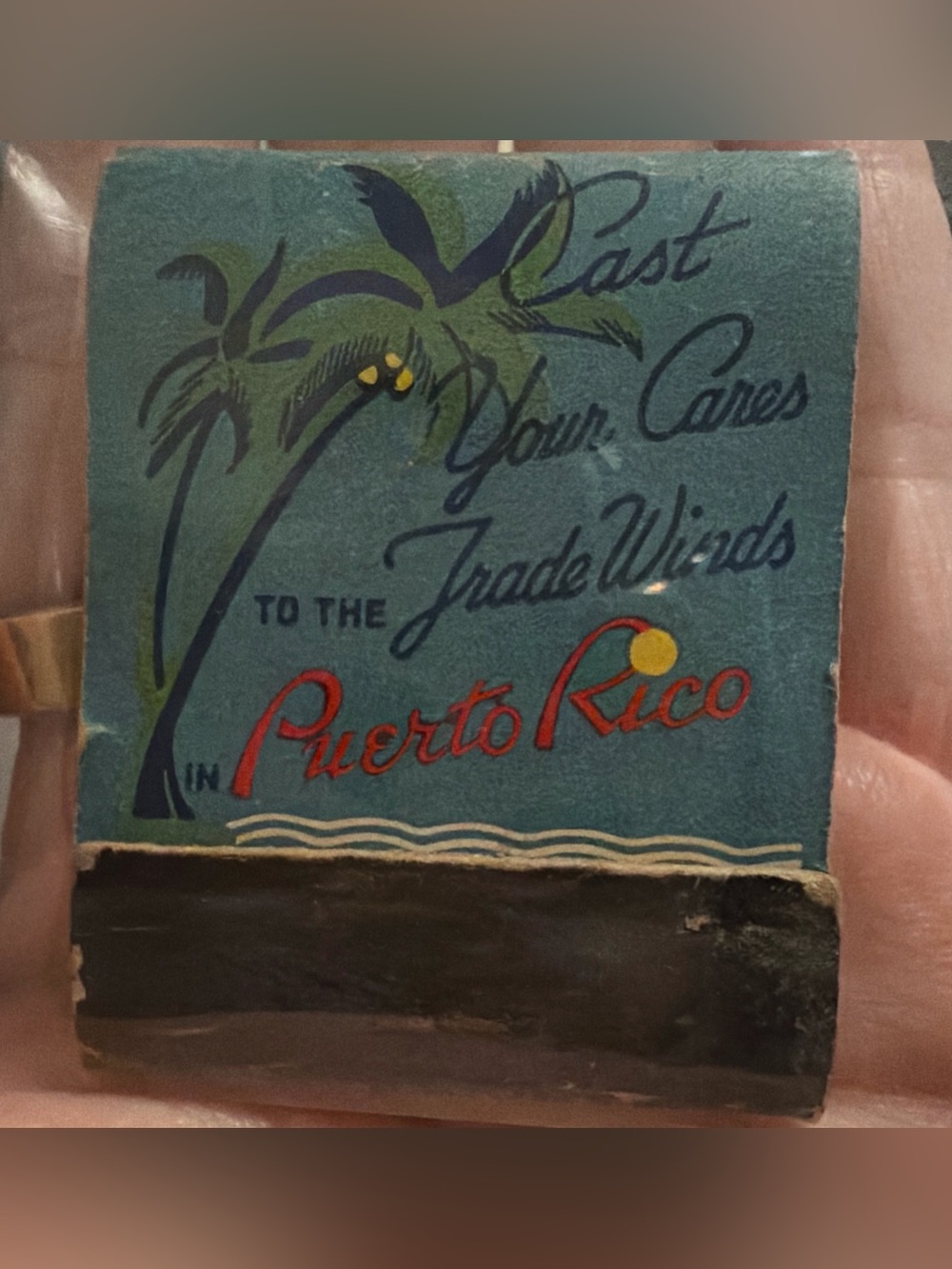 Vintage Puerto Rico Matchbox Flamboyan Tree Landscape Box Contains 20 Matches
